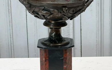 French Bronze And Marble Compote Tazza