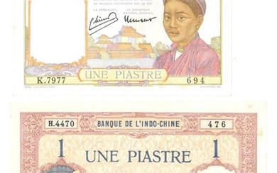 French Indochina. 2x 1 piastre. Banknote. Type 1921-1945 - About UNC.