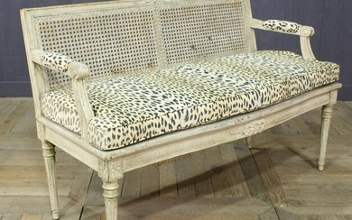 French Louis XVI Style Carved & Painted Settee