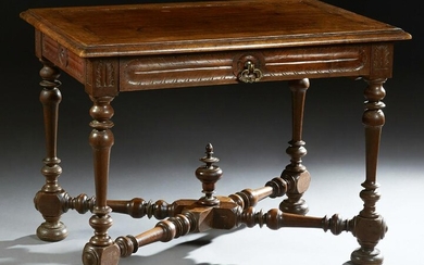 French Provincial Carved Walnut Writing Table 19th c.