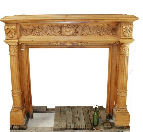 French Renaissance walnut fireplace mantel