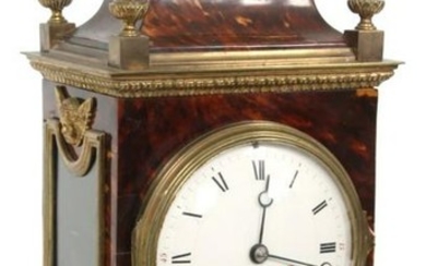 French Tortoiseshell and Bronze Mantle Clock