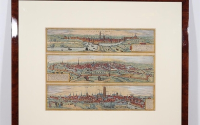G. Braun (1541/1622) & F. Hogenberg (1535-1590), vervaardigd door, gezicht op sHertogenbosch, Loeven en...