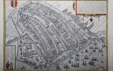 G. Braun & F. Hogenberg, "Map of Amsterdam, Year 1580 Amstelredamum Nobile Inferioris Germaniae Oppidum"