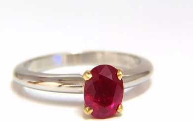 GIA Certified 1.23ct Natural Ruby Ring 18kt / Platinum Engagement+