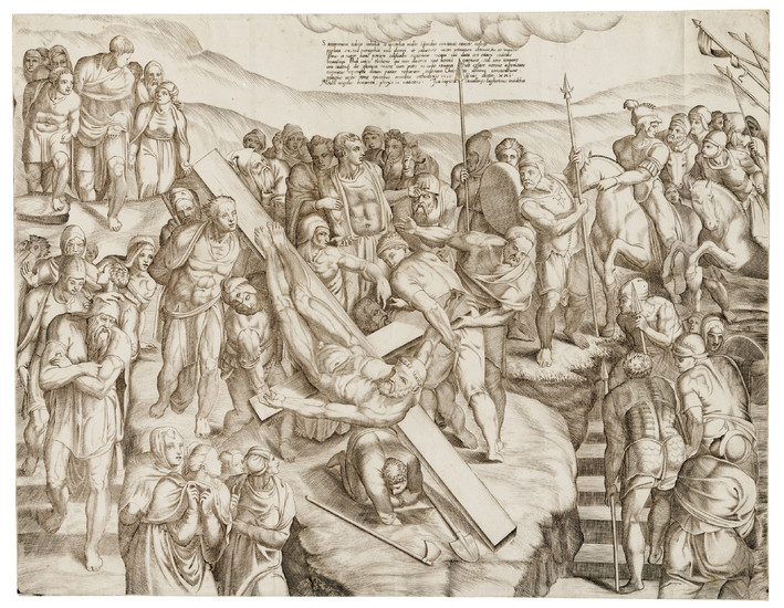 GIOVANNI BATTISTA DE' CAVALIERI (CIRCA 1525-1601) AFTER MICHELANGELO BUONARROTI (1475-1564), The Crucifixion of Saint Peter