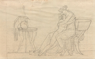 GIRODET de ROUCY dit GIRODET-TRIOSON Anne-Louis (Montargis 1767-Paris 1824) "Didon et Ascagne" Crayon noir. Haut....