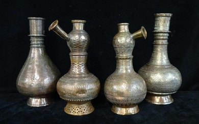 GROUP 4 INDIAN COPPER VESSELS 14" TALLEST