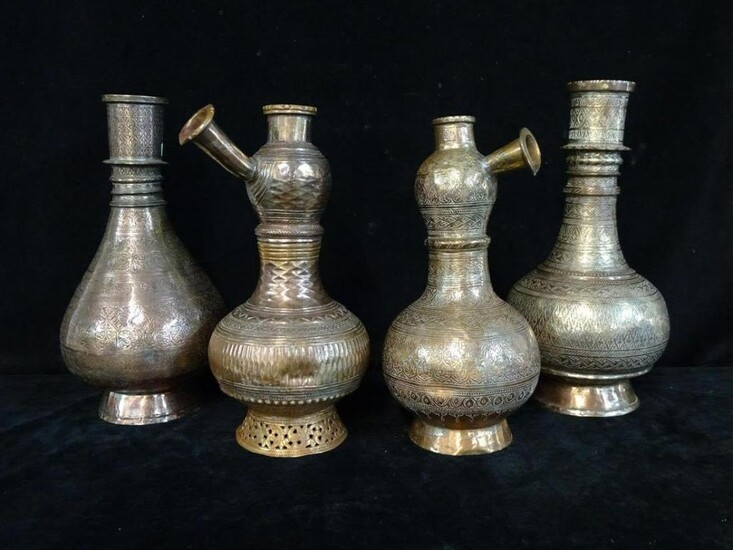 GROUP 4 INDIAN COPPER VESSELS 14" TALLEST