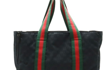GUCCI Gucci GG Canvas Sherry Line Pet Carrier Dog Carry Bag Boston Leather Black 210048