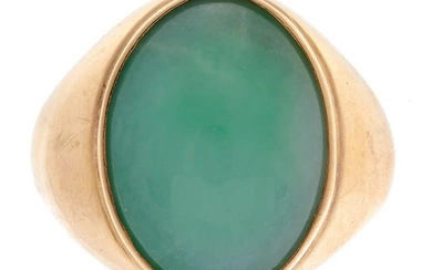 Gent's Jade, 14k Yellow Gold Ring