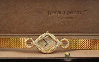 Gerald Genta Royama 2.50ctw Diamond 18K Watch W/Box