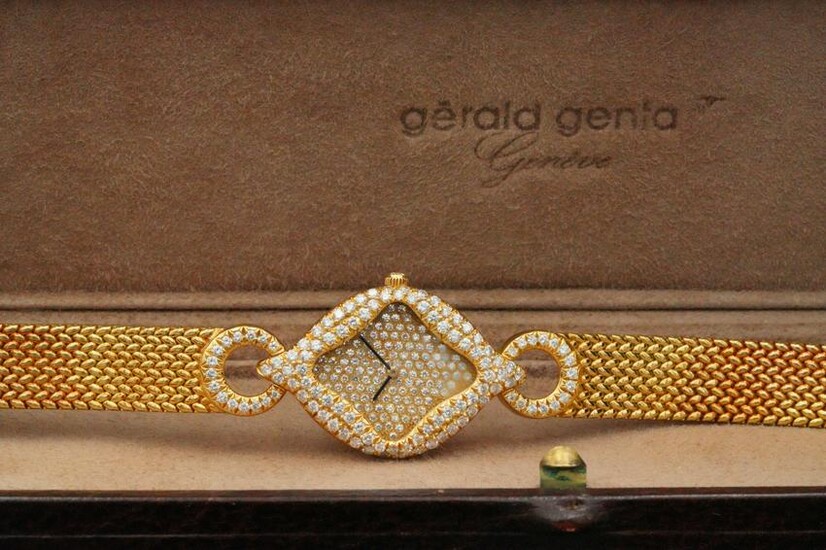 Gerald Genta Royama 2.50ctw Diamond 18K Watch W/Box
