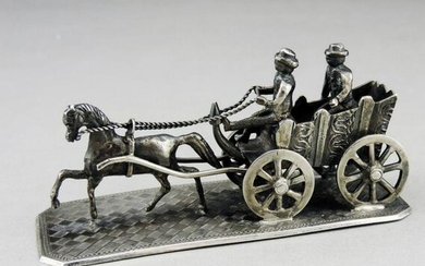 German sterling silver sculpture-carriage and horse
