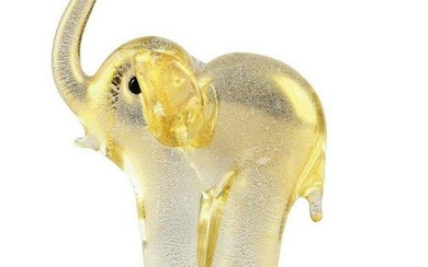 Gold Murano Glass Elephant Figurine