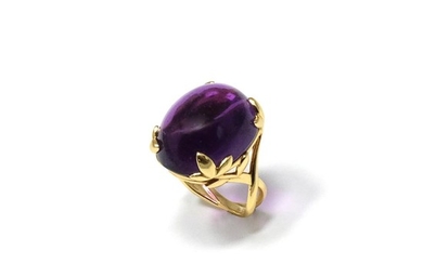 Gold and Cabochon Amethyst 'Olive Leaf' Ring, Tiffany & Co., Paloma Picasso
