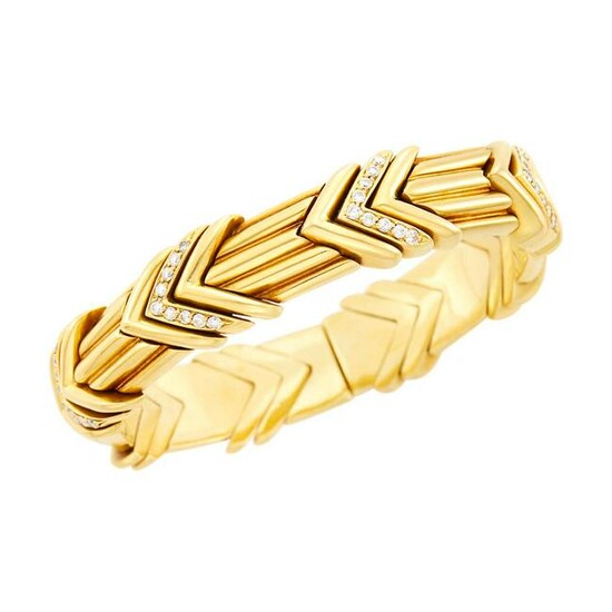 Gold and Diamond Bangle Bracelet