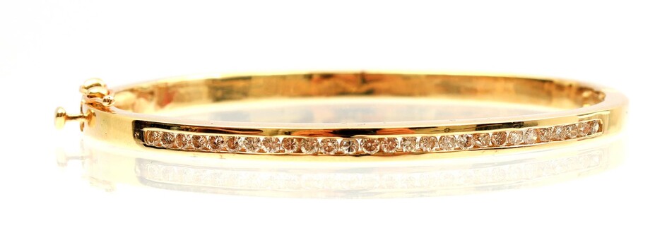 (-), Gold hinge bracelet/slave bracelet, 18 krt., set...