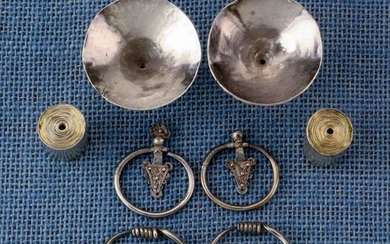 Golden Triangle, Myanmar, four pairs of silver earrings,...