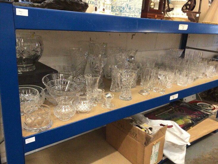 Good collection of cut glass and other glassware including Waterford, Doulton, etc
