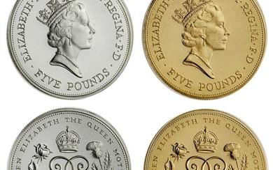 Great Britain. Elizabeth II (1952-). 90th Birthday of the Queen Mother. Proof Gold and Silver 5...