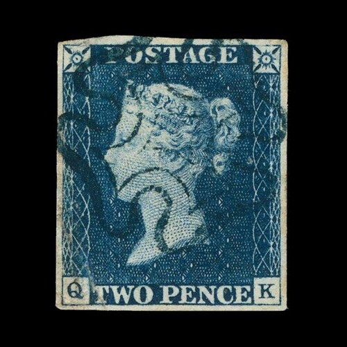 Great Britain - QV (line engraved) : (SG 5e) 1840 2d blue, p...