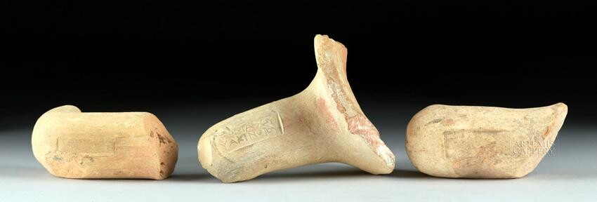Greek Pottery Amphora Handle Fragments (3)