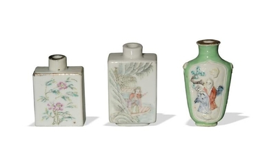 Group of 3 Chinese Famille Rose Snuff Bottles, 19th C.