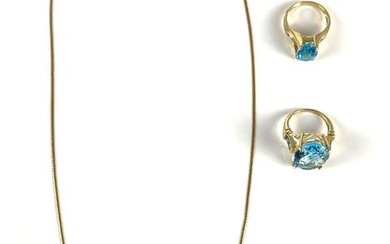 Group of 5 14K Gold Blue Topaz Jewelry Items
