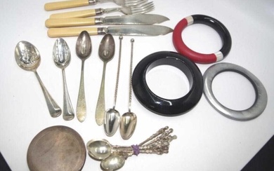Group vintage silver plate cutlery pieces