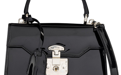 Gucci Black Patent Leather Lady Lock Bag with Silver...