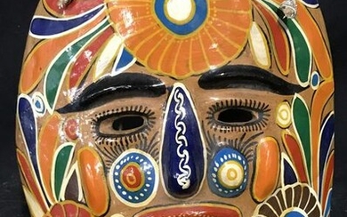 Hand Painted Folk Art Earthenware Mask