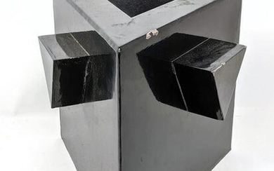 Heavy Enamel Painted Steel Side Table Pedestal.