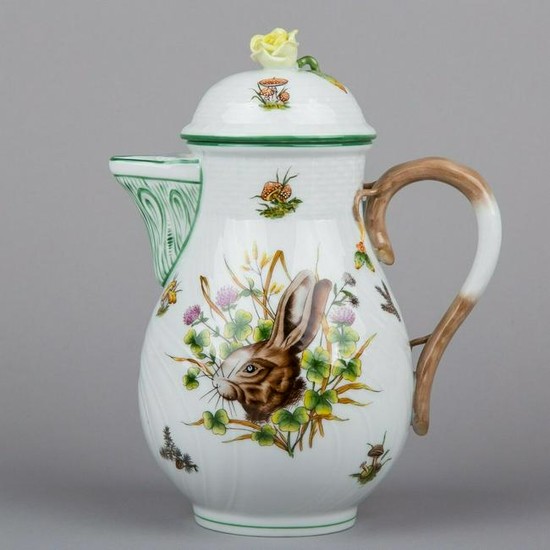 Herend Hunter Trophies Pattern Teapot with Yellow Rose