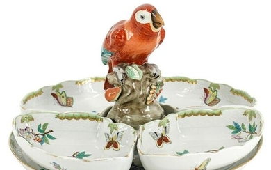 Herend Porcelain Parrot Hors d'Oeuvres Tray
