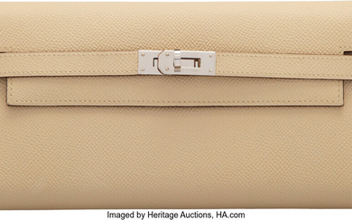 Hermès Trench Epsom Leather Kelly Long Wallet with Palladium...