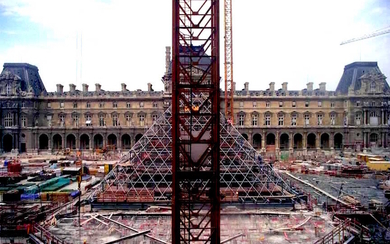 I. M. Pei Louvre Pyramid Under Construction, Paris, August, 1987