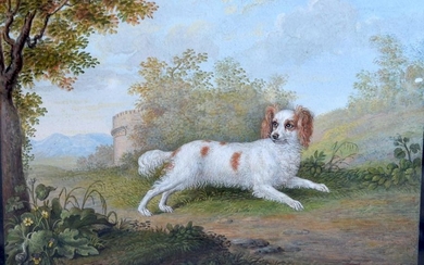 ITALIAN SCHOOL (18th century) FRAMED WATERCOLOUR, a dog