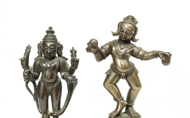 India, two bronze figures of standing Rama and Krishna, 19th century.