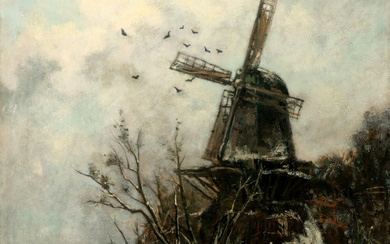 Jacob Maris The Netherlands / 1837 - 1899 Windmill in winter