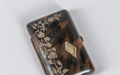 Japanese Antique Meiji Shell Like Silver Case