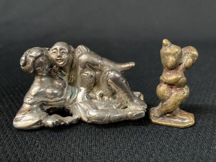 Japanese Silver Erotic Netsuke, Bronze Figures