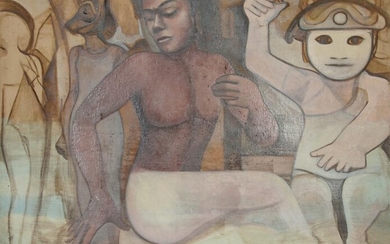 John F. Leonard, Nude Goddess (68), Oil on Board