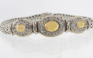 John Hardy 18K, Sterling, White Sapphire Bracelet