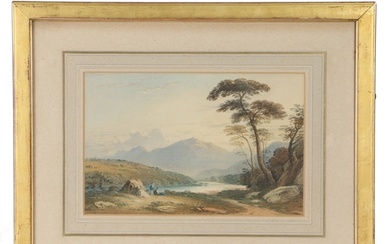 John Varley (British, 1778-1842) Figures Resting Beside a R...