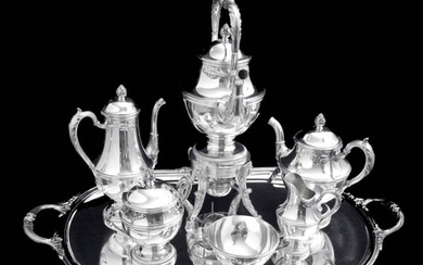 KELLER FRENCH 950 STERLING SILVER TEA SET & WRAPS, MUSEUM QUALITY 1850-1899