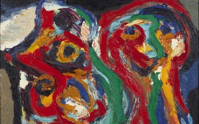 Karel Appel (Dutch, 1921-2006) Two Heads in Grey Landscape...