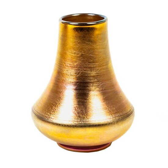 LC Tiffany Favrile Iridescent Gold Art Glass Vase