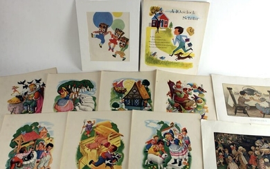LOT OF COLORFUL CHILDREN'S ILLUSTRATIONS 1965