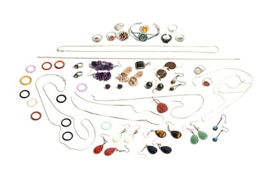 LOT OF COSTUME & SILVER JEWELLERY